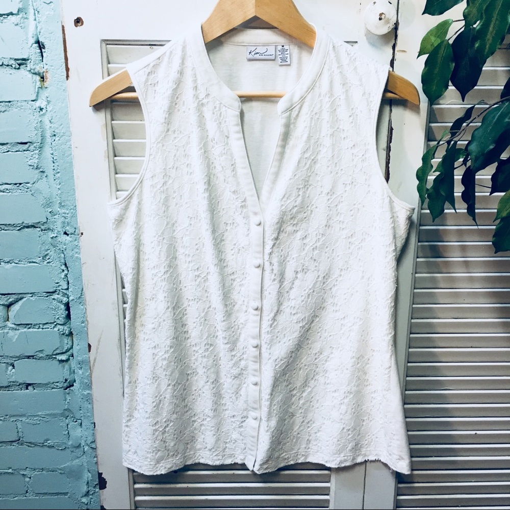 Kim Rogers Cream Lace Tank Top